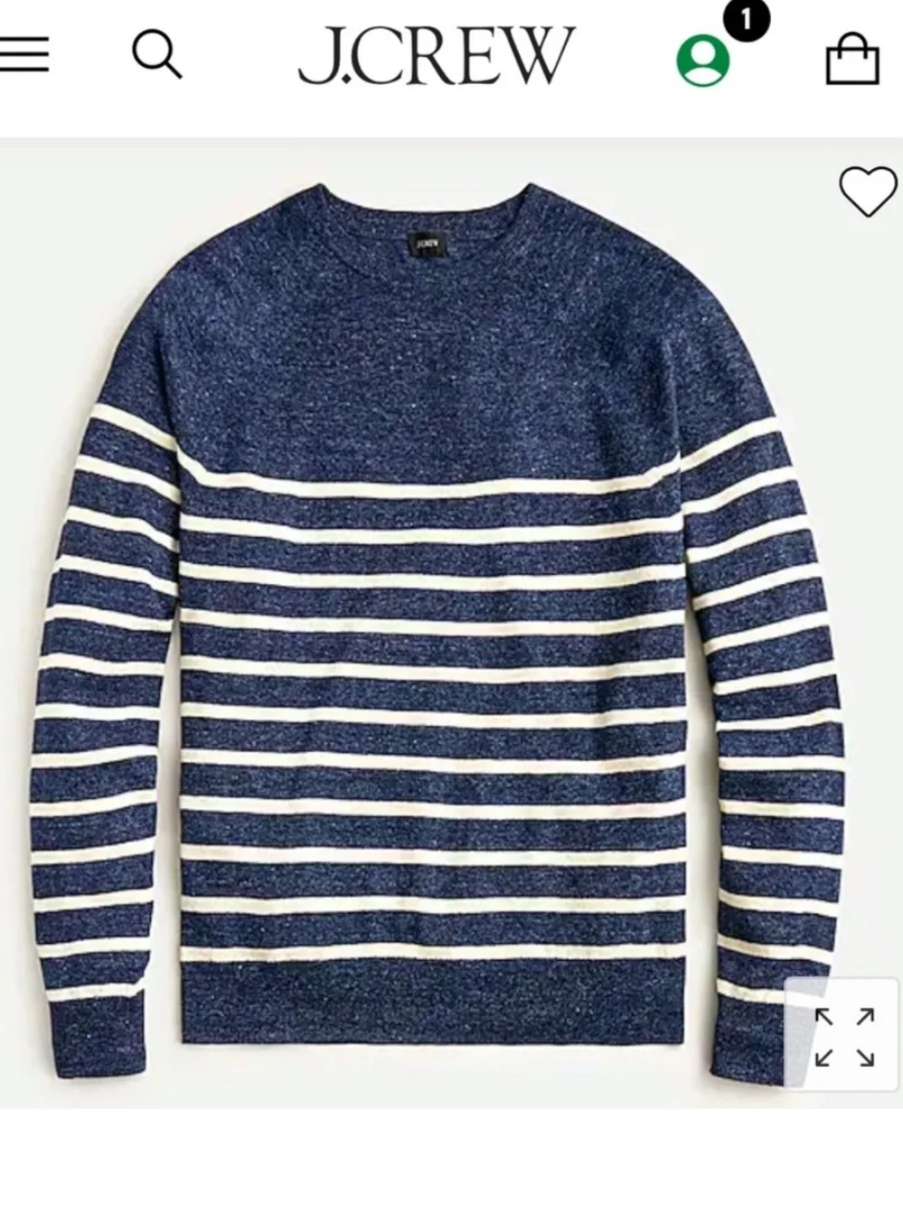 J Crew Linen-Cotton Lightweight Sweater in Stripe Navy Blue Ivory XL AL355